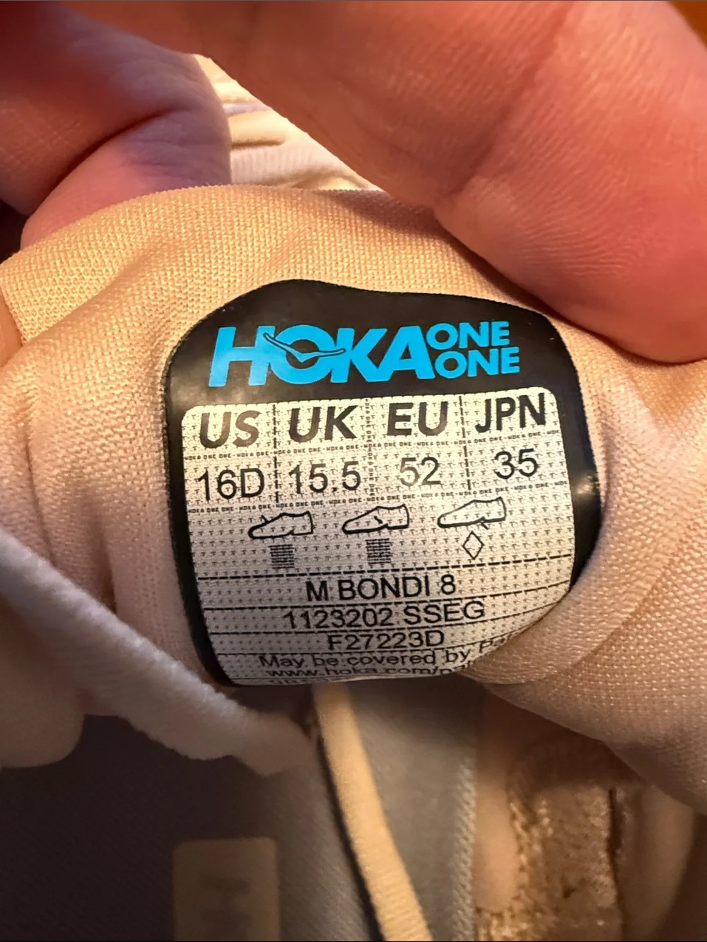 Hoka Men’s Bondi 8 New Sz 16D No Box Running Sneakers - Cream/Beige
